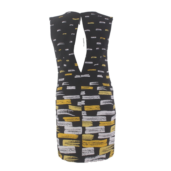 I Le Dress Sz 14 Black Yellow White 2 Pc Pencil Polyester Spandex Dress
