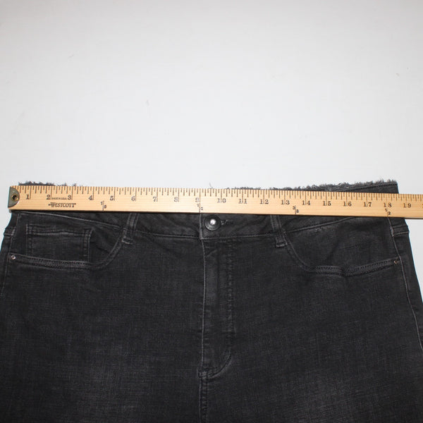 Joseph Ribkoff Jeans Sz 18 x 28 Charcoal Silver Crystal Embellish Raw Hem Jeans