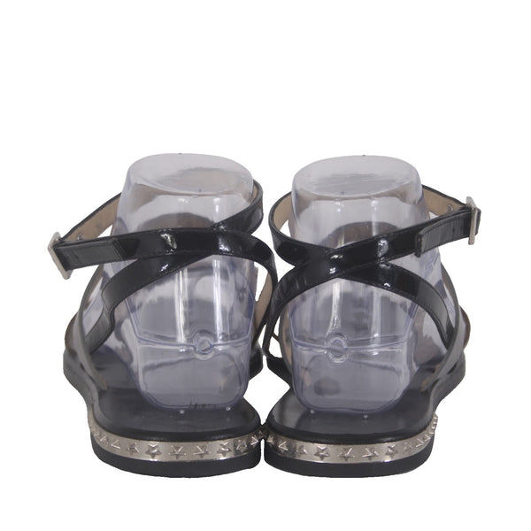 Jimmy Choo Sandals Sz 40 Brown Black Silver Ankle Strap Leather .5" Sandals