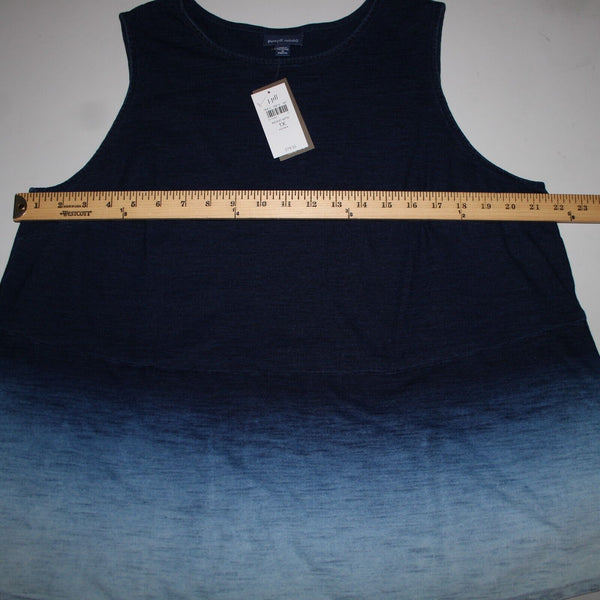 Pure Jill Indigo NEW $79 Sz 1X Navy Light Blue Ombre Sleeveless 100% Cotton Top