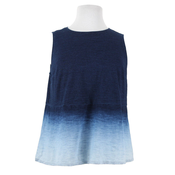 Pure Jill Indigo NEW $79 Sz 1X Navy Light Blue Ombre Sleeveless 100% Cotton Top