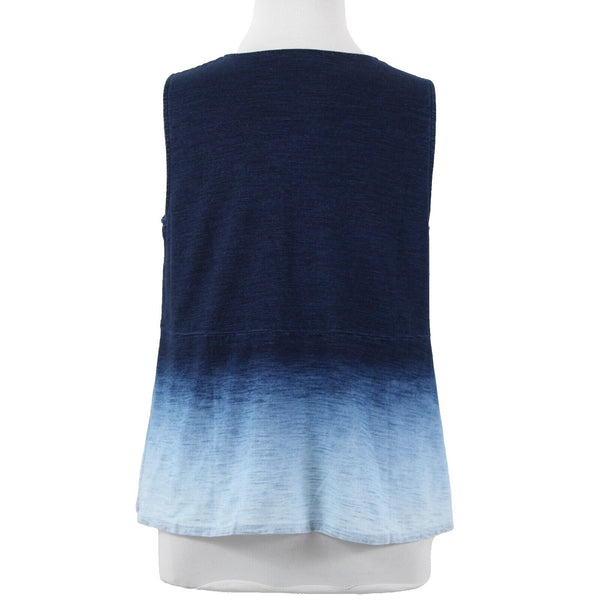 Pure Jill Indigo NEW $79 Sz 1X Navy Light Blue Ombre Sleeveless 100% Cotton Top