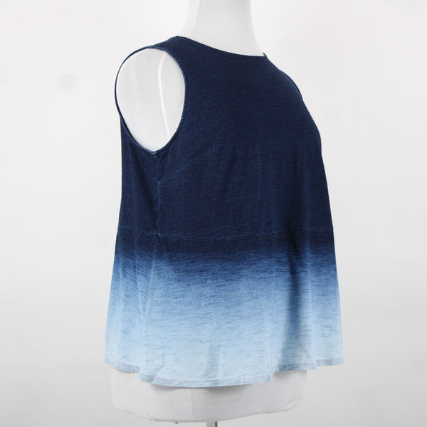 Pure Jill Indigo NEW $79 Sz 1X Navy Light Blue Ombre Sleeveless 100% Cotton Top
