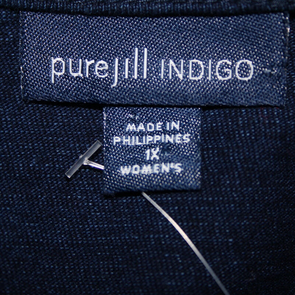 Pure Jill Indigo NEW $79 Sz 1X Navy Light Blue Ombre Sleeveless 100% Cotton Top