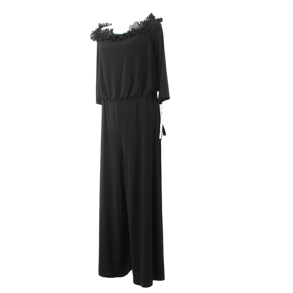 Adrianna Papell Jumpsuit NEW $199 Sz 22W x 29 Black Ruffled Blouson Polyester