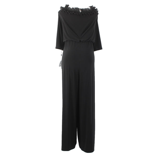 Adrianna Papell Jumpsuit NEW $199 Sz 22W x 29 Black Ruffled Blouson Polyester