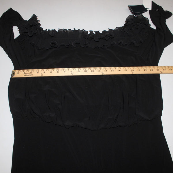 Adrianna Papell Jumpsuit NEW $199 Sz 22W x 29 Black Ruffled Blouson Polyester