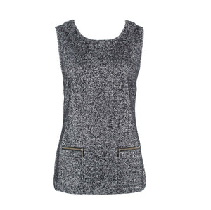 CAbi NEW $58 Sz M Black Speckle Zip Front Pocketed Cotton Polyester Top