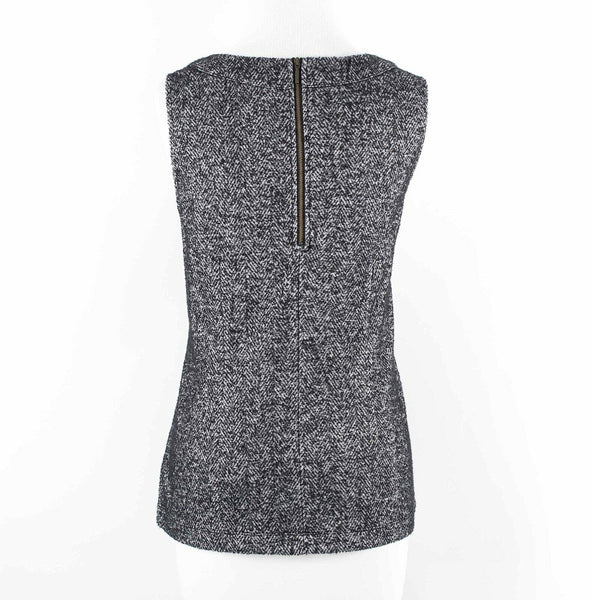 CAbi NEW $58 Sz M Black Speckle Zip Front Pocketed Cotton Polyester Top
