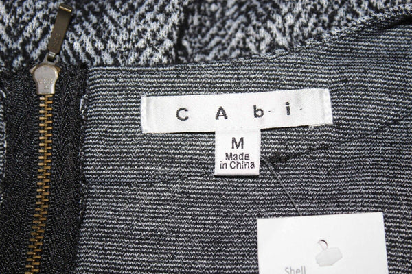 CAbi NEW $58 Sz M Black Speckle Zip Front Pocketed Cotton Polyester Top