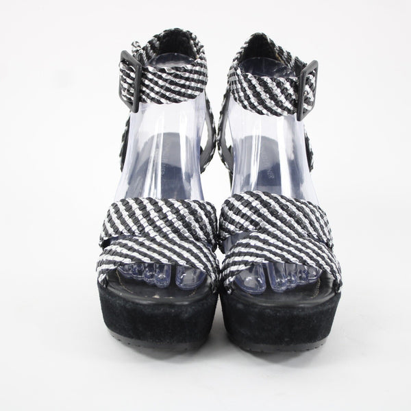 Donald J Pliner Sz 9.5M Black Silver Synthetic Upper Rubber Sole AS IS 4" Heel