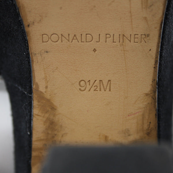 Donald J Pliner Sz 9.5M Black Silver Synthetic Upper Rubber Sole AS IS 4" Heel