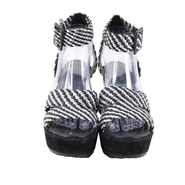 Donald J Pliner Sz 9.5M Black Silver Synthetic Upper Rubber Sole AS IS 4" Heel