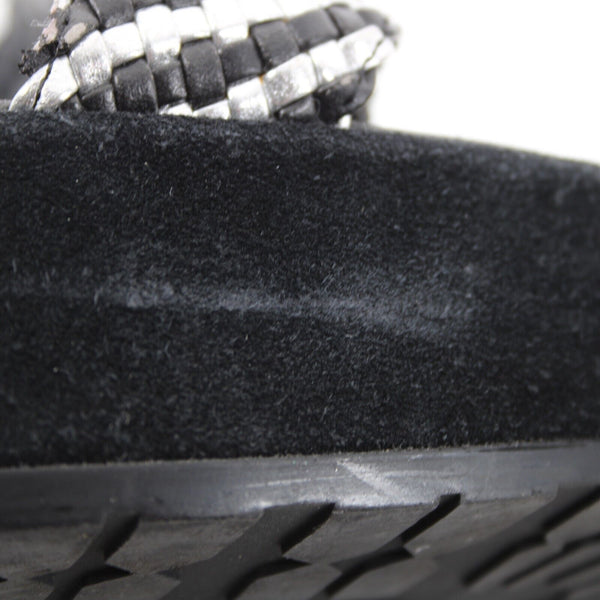 Donald J Pliner Sz 9.5M Black Silver Synthetic Upper Rubber Sole AS IS 4" Heel