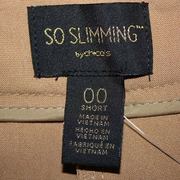 Chicos NEW $99 So Slimming Sz 00 S x 29 Wheat Tan Diamond Fit Poly Viscose Pant