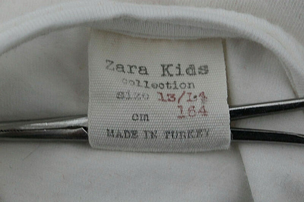 Zara Kids Sz 14 Girls White Red Black Lips Hearts 'ma cherie' Cotton Top