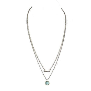 Chloe 16"+ 2" Goldtone Double Chain Turquoise Rhinestone Necklace