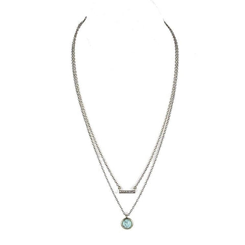 Chloe 16"+ 2" Goldtone Double Chain Turquoise Rhinestone Necklace