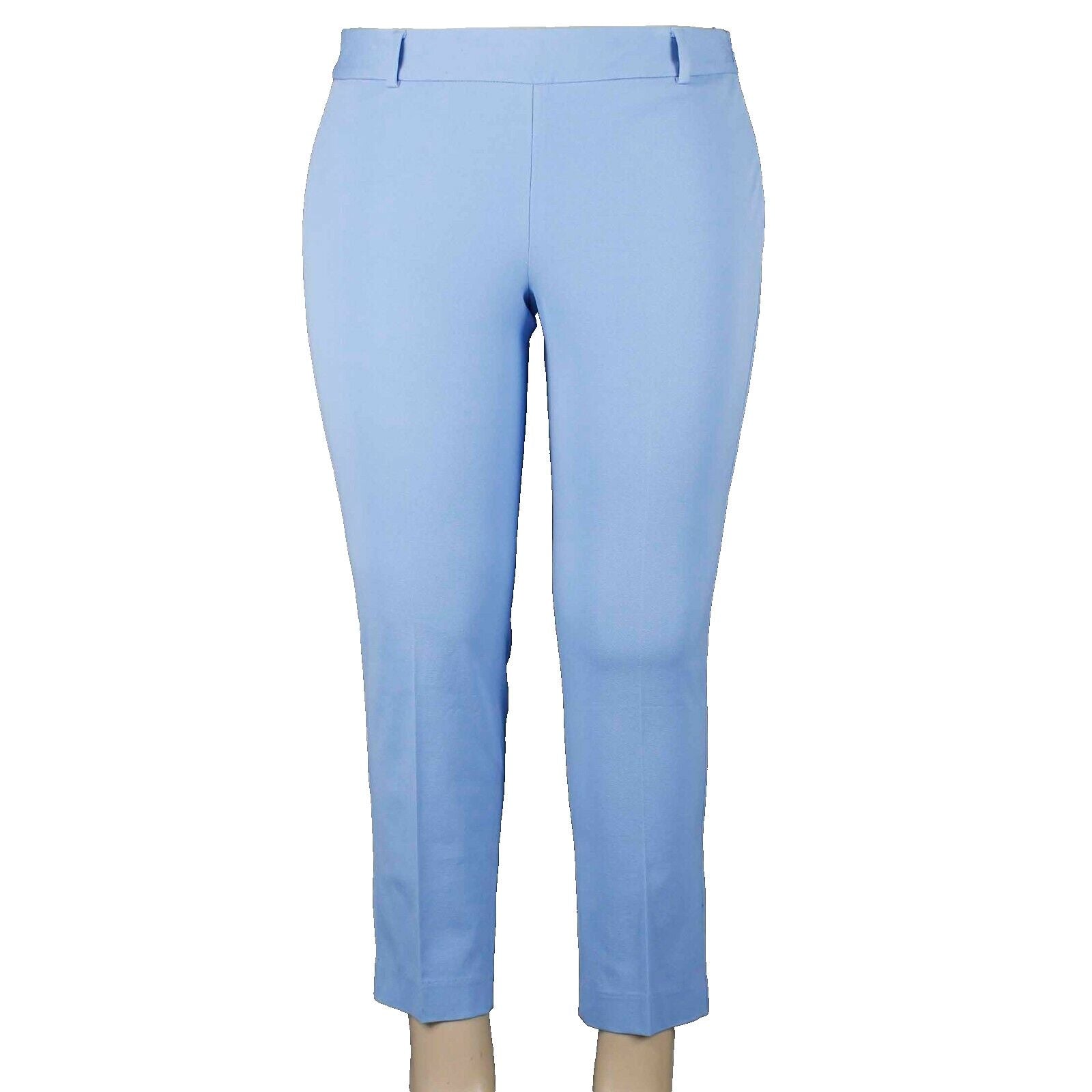 Talbots Signature Sz 12P X 27 Blue Zip Side Spandex Cotton Crop Pant