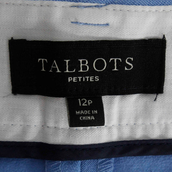 Talbots Signature Sz 12P X 27 Blue Zip Side Spandex Cotton Crop Pant