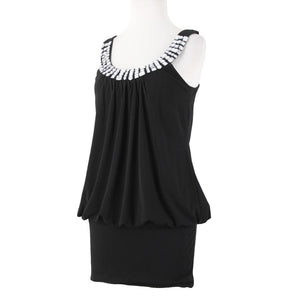 Violet Sz M Black Silver Beaded Sleeveless Round Neck No Fabric Label  AS IS Top