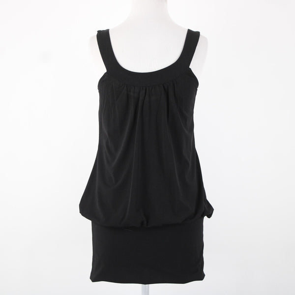 Violet Sz M Black Silver Beaded Sleeveless Round Neck No Fabric Label  AS IS Top