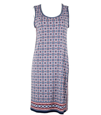 Max Studio NEW $98 Sz XS Blue Red White Sleeveless Polyester Spandex Dress