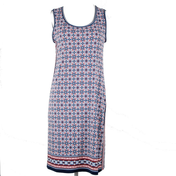 Max Studio NEW $98 Sz XS Blue Red White Sleeveless Polyester Spandex Dress