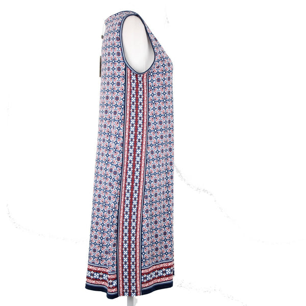 Max Studio NEW $98 Sz XS Blue Red White Sleeveless Polyester Spandex Dress