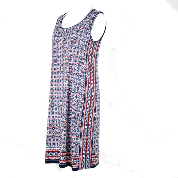 Max Studio NEW $98 Sz XS Blue Red White Sleeveless Polyester Spandex Dress
