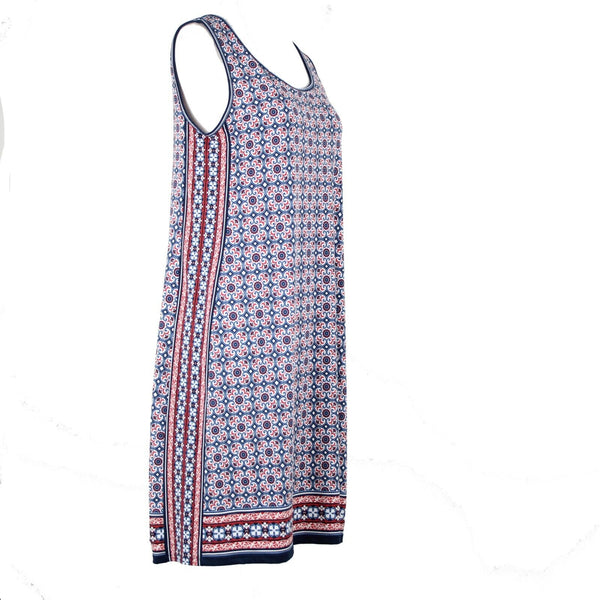 Max Studio NEW $98 Sz XS Blue Red White Sleeveless Polyester Spandex Dress