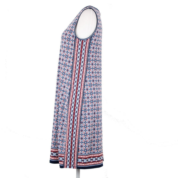 Max Studio NEW $98 Sz XS Blue Red White Sleeveless Polyester Spandex Dress