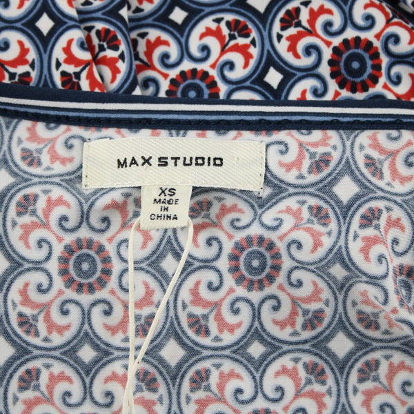 Max Studio NEW $98 Sz XS Blue Red White Sleeveless Polyester Spandex Dress