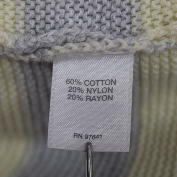 J Jill Sz XL Lt Gray Yellow Striped Cotton Nvylon Rayon Pullover Tunic Sweater