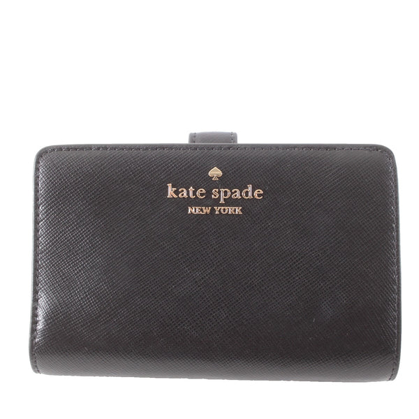 Kate Spade Wallet NEW $249 5 x 3 x 1 Black Gold Tone Inner Card Slots Leather