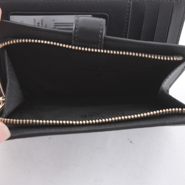 Kate Spade Wallet NEW $249 5 x 3 x 1 Black Gold Tone Inner Card Slots Leather
