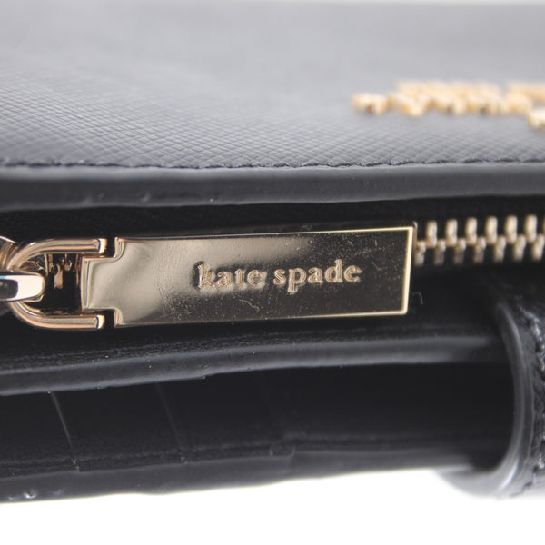 Kate Spade Wallet NEW $249 5 x 3 x 1 Black Gold Tone Inner Card Slots Leather