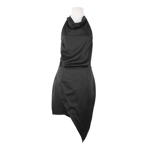 Elliatt Sz L Black Halter Asymmetrical Lined 100% Polyester Dress