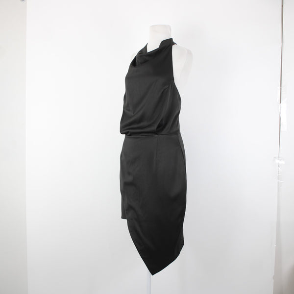Elliatt Sz L Black Halter Asymmetrical Lined 100% Polyester Dress