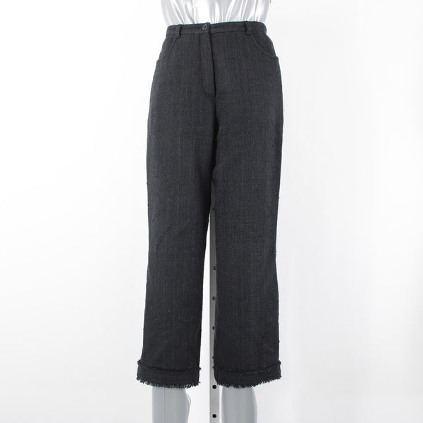 Escada Sport Sz 34 x 24 Black Unlined Pockets 100% Silk Capri Pant