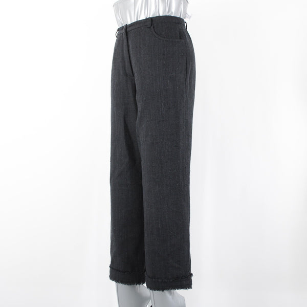 Escada Sport Sz 34 x 24 Black Unlined Pockets 100% Silk Capri Pant
