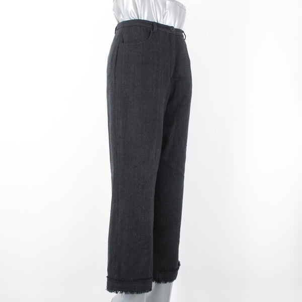 Escada Sport Sz 34 x 24 Black Unlined Pockets 100% Silk Capri Pant