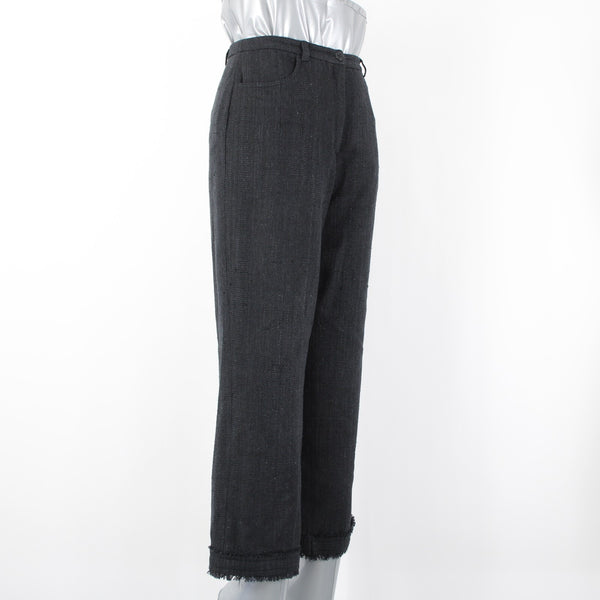 Escada Sport Sz 34 x 24 Black Unlined Pockets 100% Silk Capri Pant