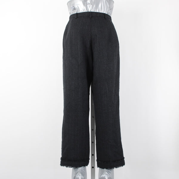 Escada Sport Sz 34 x 24 Black Unlined Pockets 100% Silk Capri Pant