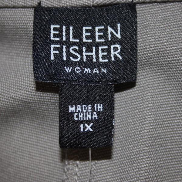 Eileen Fisher Pant NEW $128 Sz 1X x 29.5 Stone Gray Straight Cotton Spandex Pant
