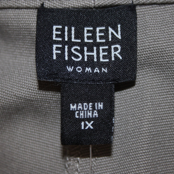 Eileen Fisher Pant NEW $128 Sz 1X x 29.5 Stone Gray Straight Cotton Spandex Pant