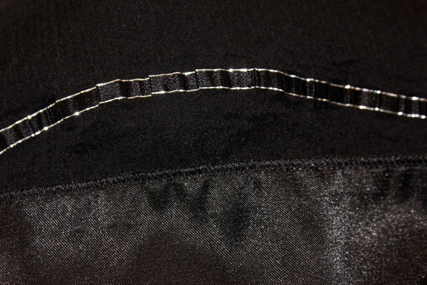 Helen Wang Sz 6 Black Silver Accent Striped Silk Sheer Overlay Silk Dress