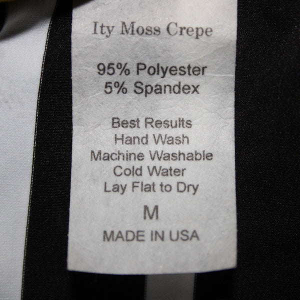 Yon Design Moss Crepe Sz M Black White Striped Fringe Polyester Spandex Skirt
