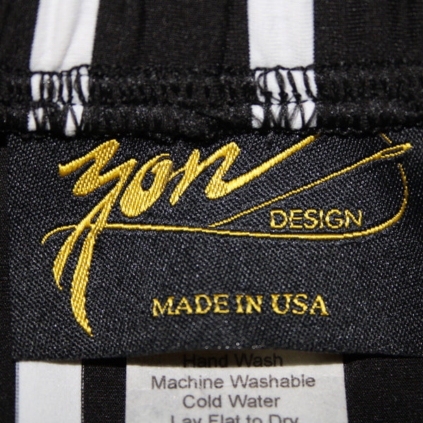 Yon Design Moss Crepe Sz M Black White Striped Fringe Polyester Spandex Skirt