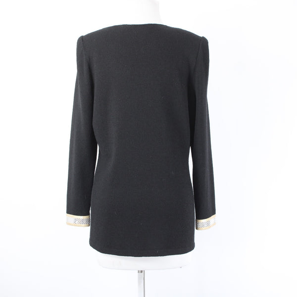 Toula Dress Suit Sz 8 Black Gold Paillettes Santana Knit Sleeveless Dress Suit